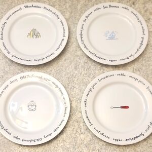 Pottery Barn Cocktail Recipe Plate Set of 4